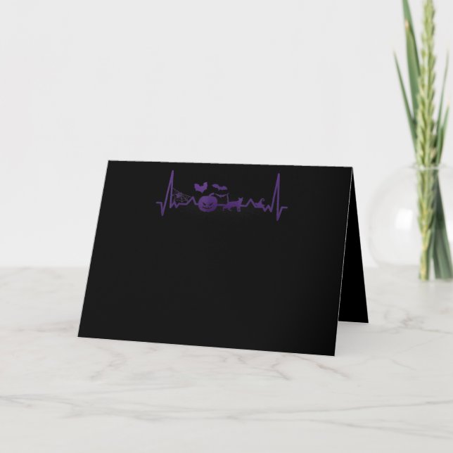 Spider Gift | Funny Heartbeat Line Halloween Card (Front)
