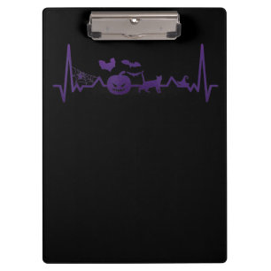 Spider Gift   Funny Heartbeat Line Halloween Clipboard