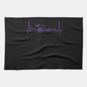 Spider Gift Funny Heartbeat Line Halloween Kitchen Towel