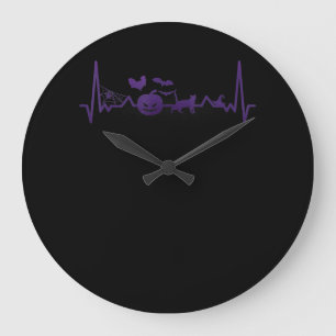 Spider Gift   Funny Heartbeat Line Halloween Large Clock