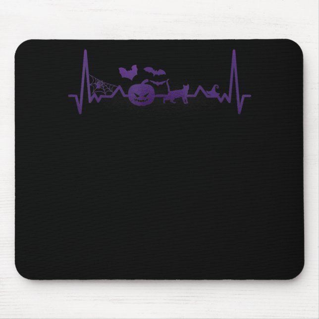 Spider Gift | Funny Heartbeat Line Halloween Mouse Pad (Front)