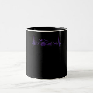Spider Gift Funny Heartbeat Line Halloween Two-Tone Coffee Mug