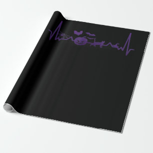 Spider Gift Funny Heartbeat Line Halloween Wrapping Paper
