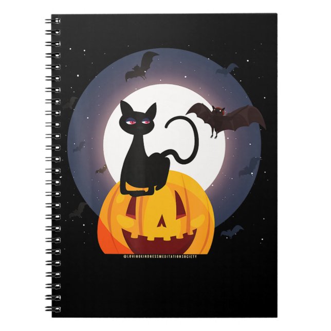 Spider Gift | Halloween Black Cat Spider Pumpkin Notebook (Front)
