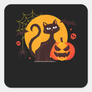 Spider Gift Halloween Black Cat Spider Pumpkin Square Sticker