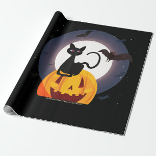 Spider Gift Halloween Black Cat Spider Pumpkin Wrapping Paper