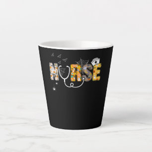 Spider Gift   Halloween Nurse With Pumpkin Spider Latte Mug