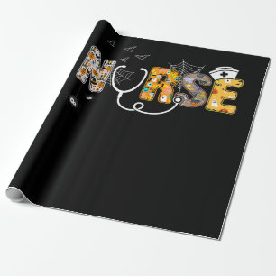 Spider Gift   Halloween Nurse With Pumpkin Spider Wrapping Paper
