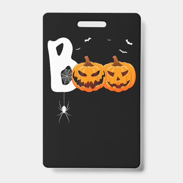 Spider Gift | Halloween Pumpkins Spider Badge (Front)