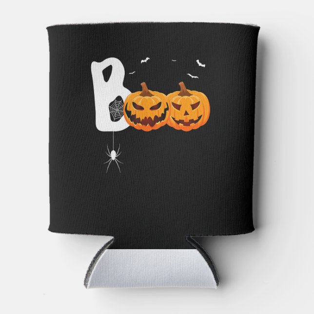 Spider Gift | Halloween Pumpkins Spider Can Cooler (Front)