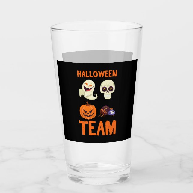Spider Gift | Halloween Team Pumpkin Ghost Spider Glass (Front)
