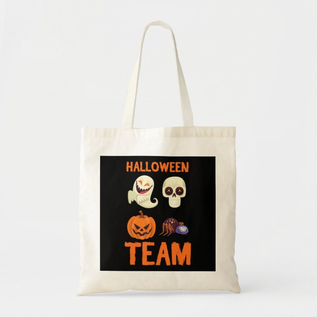 Spider Gift | Halloween Team Pumpkin Ghost Spider Tote Bag (Front)