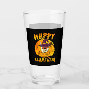 Spider Gift Happy Llamaween Llama Witch Spider Glass