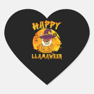 Spider Gift Happy Llamaween Llama Witch Spider Heart Sticker