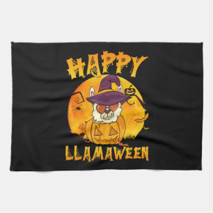 Spider Gift Happy Llamaween Llama Witch Spider Kitchen Towel