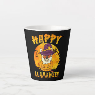Spider Gift   Happy Llamaween Llama Witch Spider Latte Mug