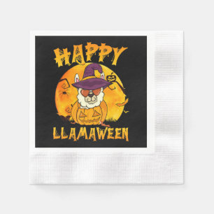 Spider Gift Happy Llamaween Llama Witch Spider Napkin