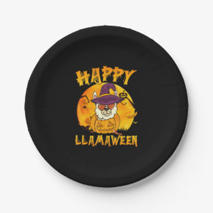 Spider Gift Happy Llamaween Llama Witch Spider Paper Plate