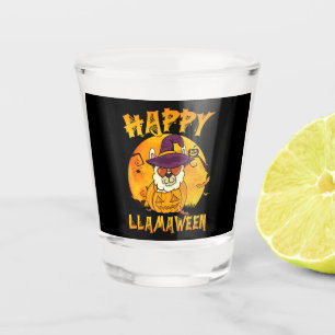 Spider Gift Happy Llamaween Llama Witch Spider Shot Glass