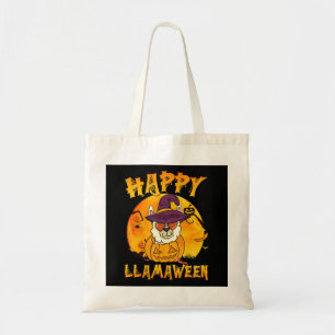 Spider Gift   Happy Llamaween Llama Witch Spider Tote Bag
