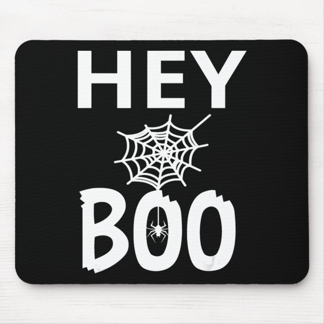 Spider Gift | Hey Boo Halloween Funny Spider Web Mouse Pad (Front)