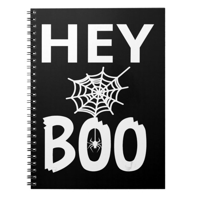 Spider Gift | Hey Boo Halloween Funny Spider Web Notebook (Front)