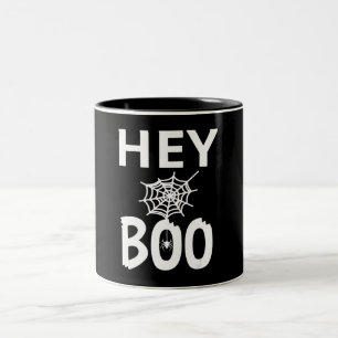Spider Gift   Hey Boo Halloween Funny Spider Web Two-Tone Coffee Mug