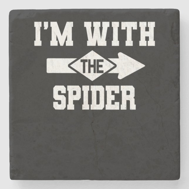 Spider Gift | I'm With The Spider Costume Matching Stone Coaster (Front)