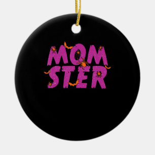 Spider Gift MOMSTER Spider Net And Bat Halloween Ceramic Ornament