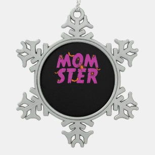 Spider Gift MOMSTER Spider Net And Bat Halloween Snowflake Pewter Christmas Ornament