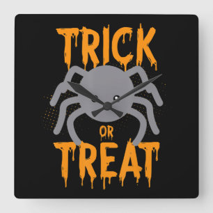 Spider Gift   Spider - Trick Or Treat- Halloween Square Wall Clock