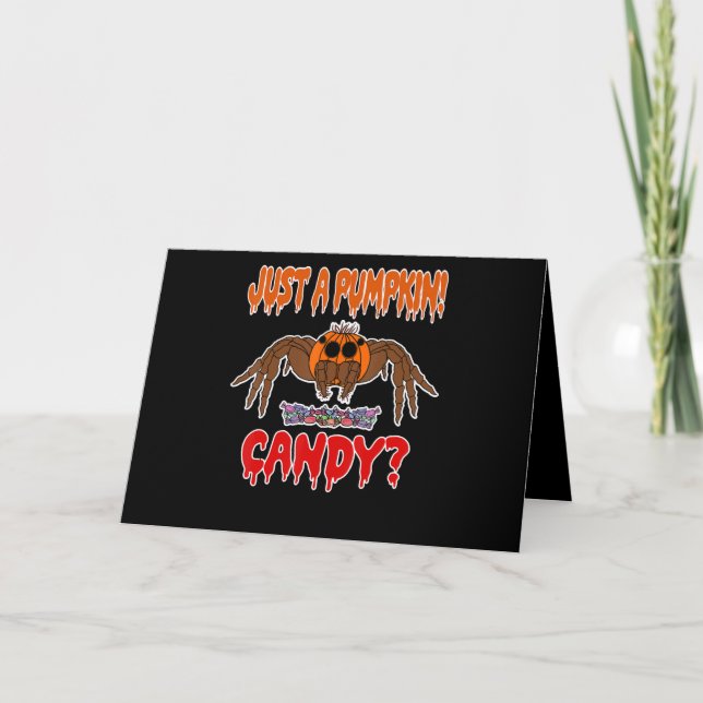 Spider Gift | Spider With Pumpkin in Head Offering Card (Front)