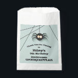 Spider Halloween Birthday Party  Favour Bag<br><div class="desc">A creepy black spider hanging from his web,  these party favour bags are fun for Halloween birthday party treat bags for any age,  just change the wording to fit your occasion. MATCHING items in our store.</div>