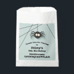 Spider Halloween Birthday Party  Favour Bag<br><div class="desc">A creepy black spider hanging from his web,  these party favour bags are fun for Halloween birthday party treat bags for any age,  just change the wording to fit your occasion. MATCHING items in our store.</div>