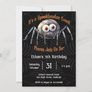Spider Halloween Birthday Party Invitation