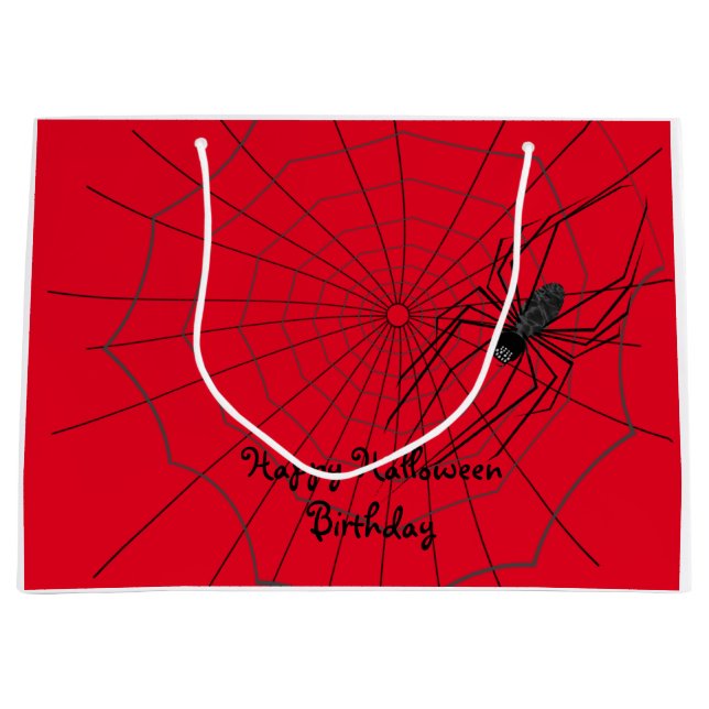 Spider Halloween Gift Bag, customize Large Gift Bag (Front)