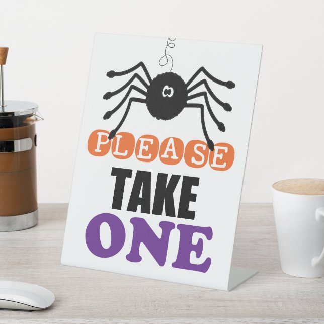 Spider Halloween Please Take One Pedestal Sign (In SItu)