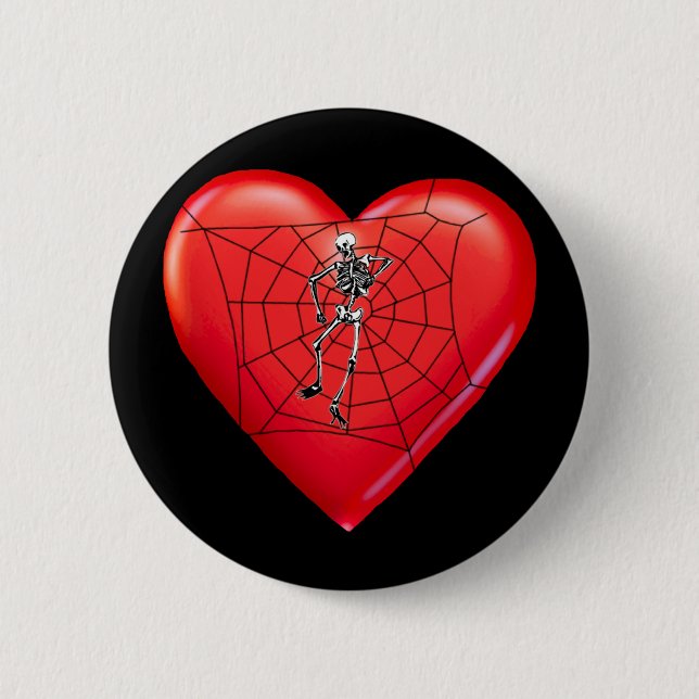 Spider Heart 2 Inch Round Button (Front)