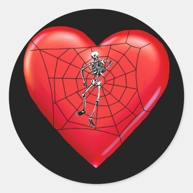 Spider Heart Classic Round Sticker (Front)
