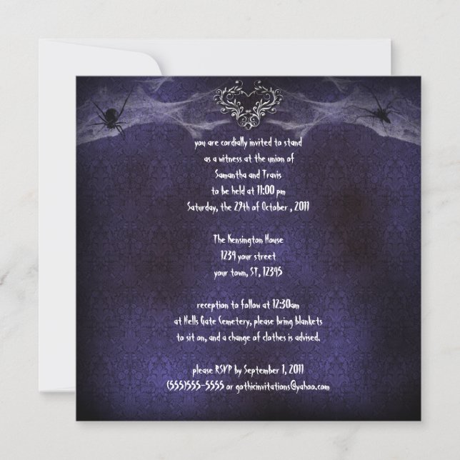 Spider Heart Gothique Vampire Invitation (Devant)