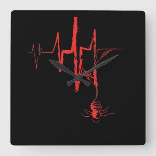 Spider Heartbeat Halloween Party Red And Bloody Square Wall Clock