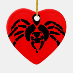 Spider in Red Ceramic Ornament