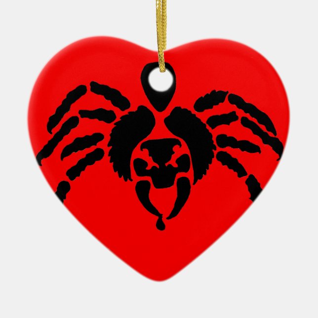 Spider in Red Ceramic Ornament (Front)