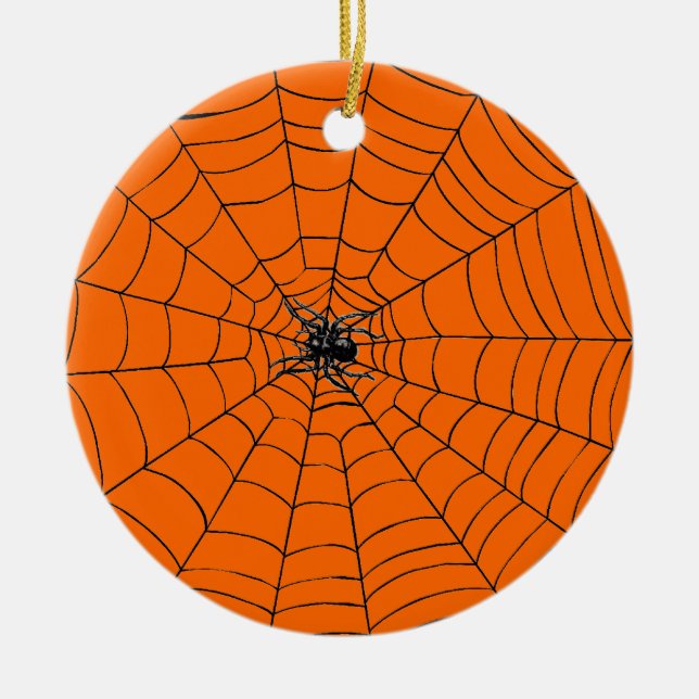 Spider in Web Ceramic Ornament (Front)