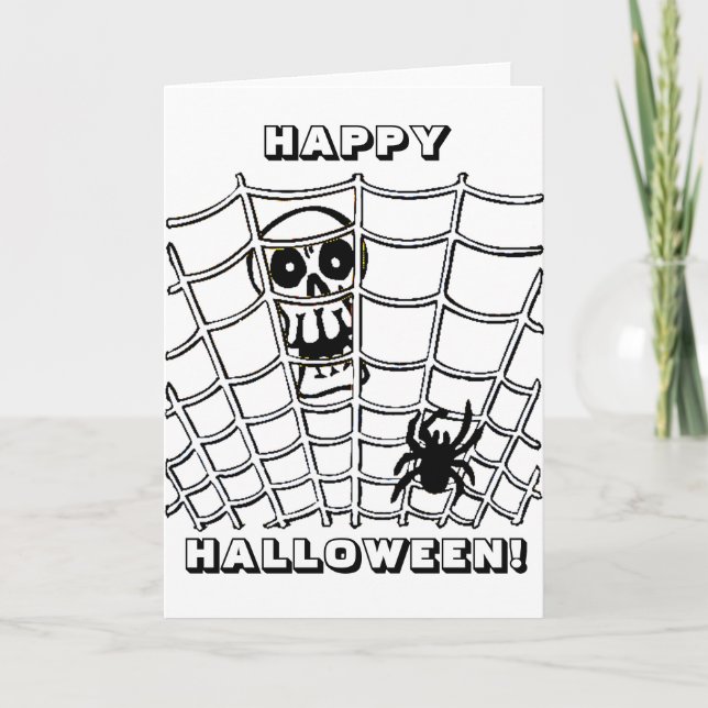 Spider in Web with Skull Card (Front)