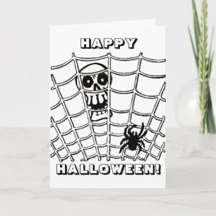 Spider in Web with Skull Card