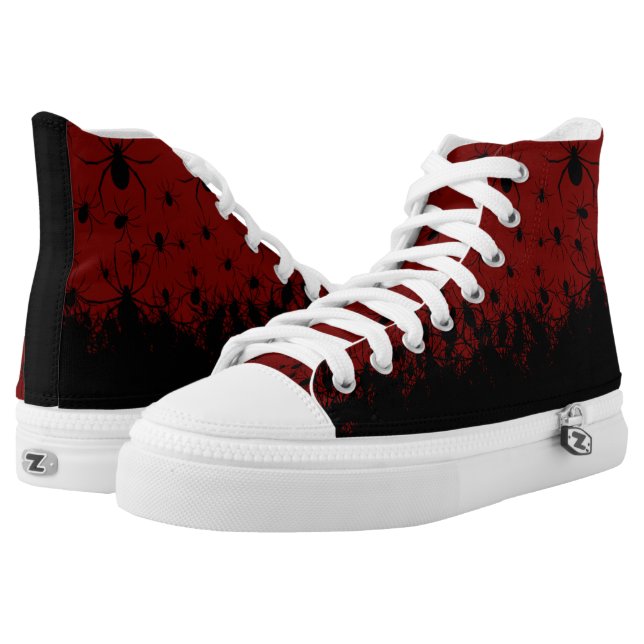 Spider infested creepy goth blood red high tops (Pair)