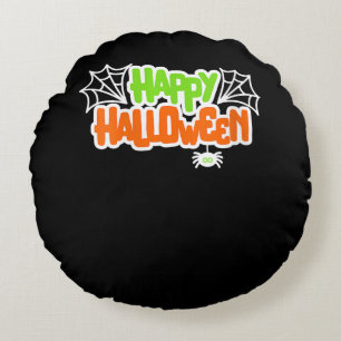 Spider Lovers Happy Halloween Colourful Cute Spide Round Pillow