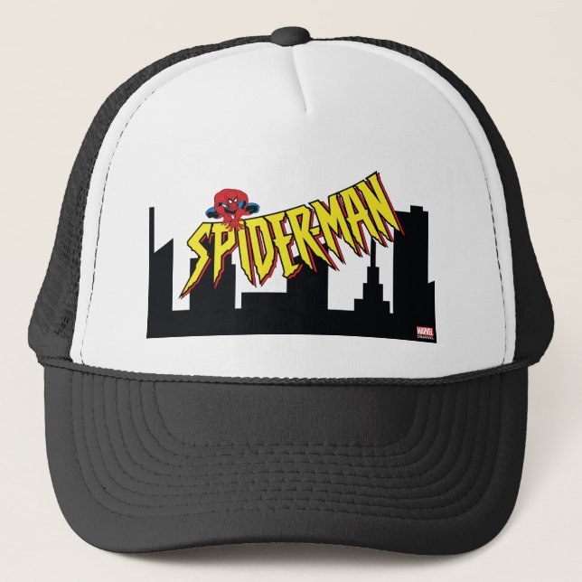 Spider-Man 90's Animated Series Title Screen Trucker Hat (Front)