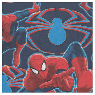 Spider-Man and Spider Logo Pattern Fabric